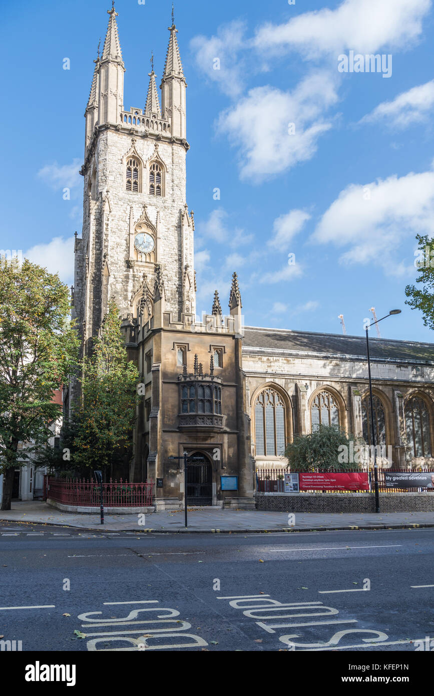 Church of the Holy Sepulchre, also known as St. Sepulchre-without-Newgate, stands on Holborn Viaduct in the City of London, UK. Stock Photo