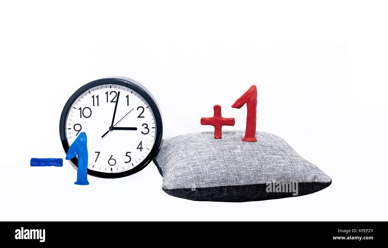 Daylight Saving Time. Wall Clock going to winter time Stock Photo Alamy