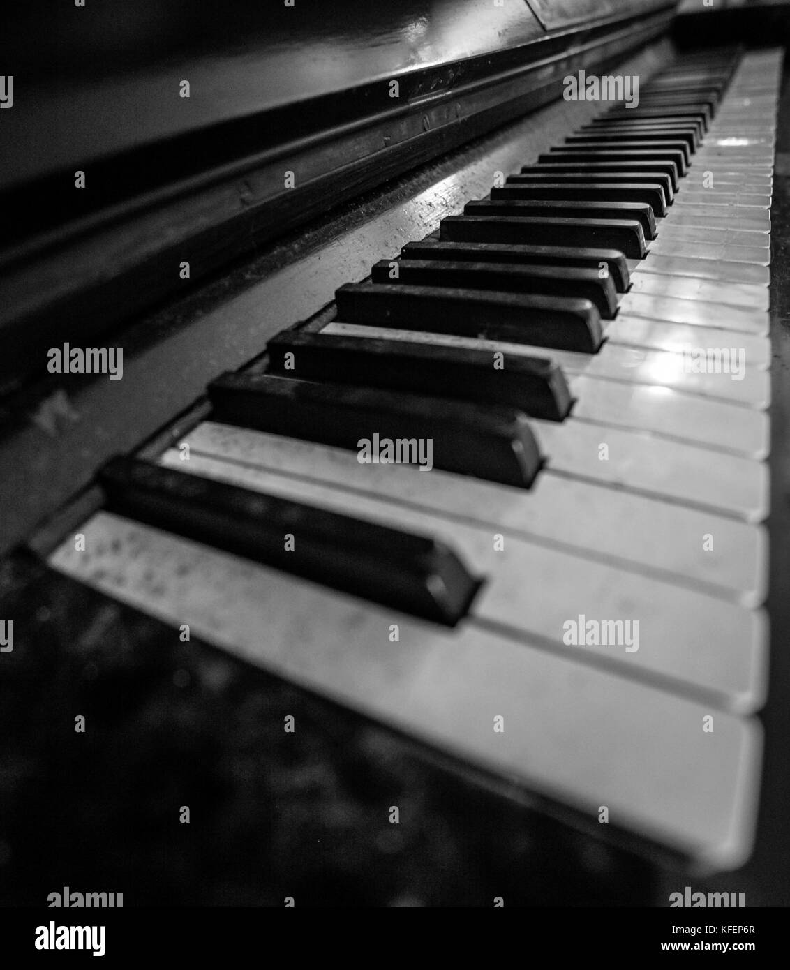 Detail shot of an old piano's keyboard keys Stock Photo Alamy