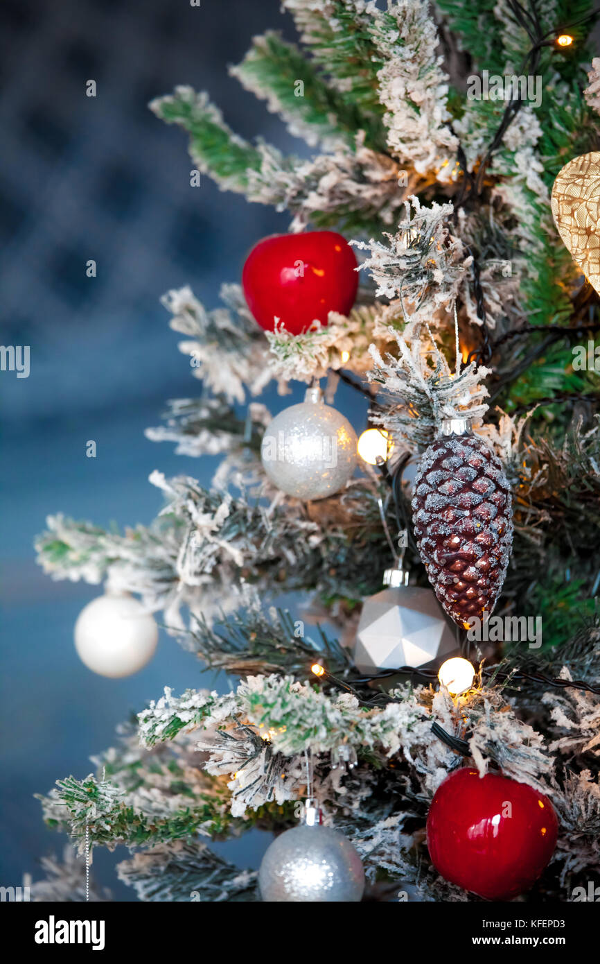 Green New Year tree decorated Stock Photo - Alamy