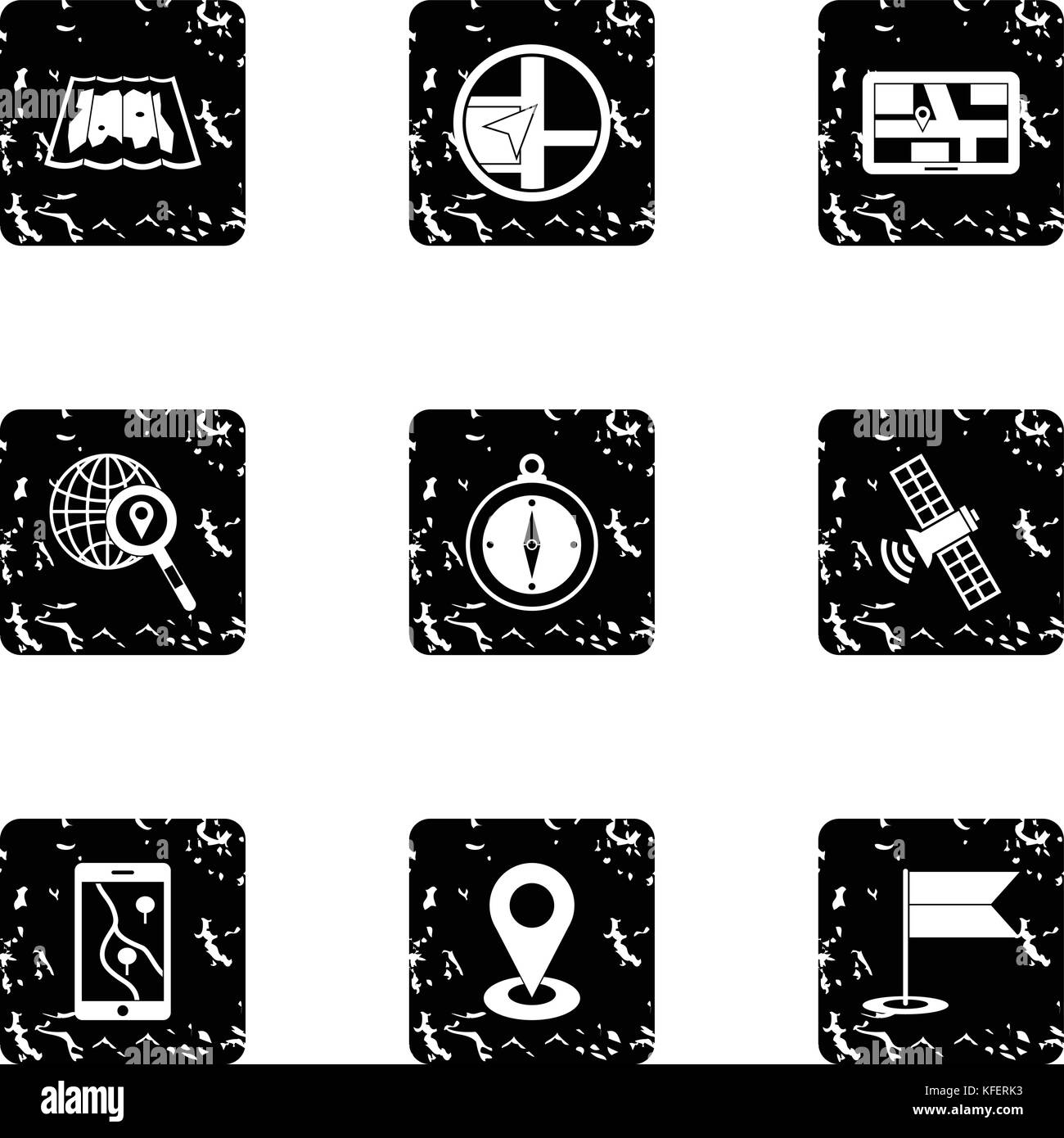 Navigation icons set, grunge style Stock Vector Image & Art - Alamy