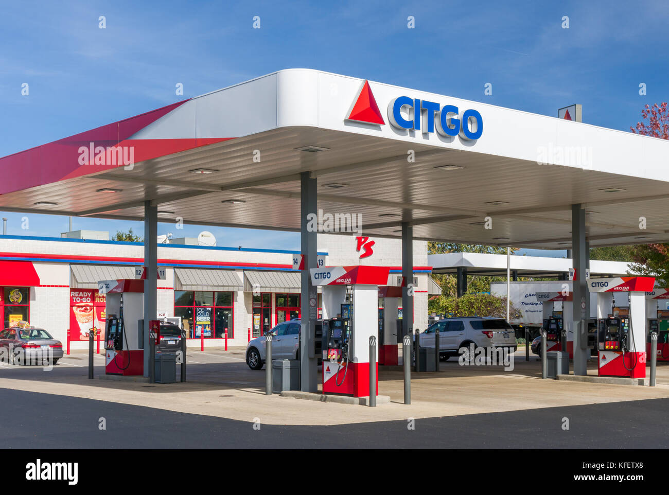 JACKSON, MI/USA - OCTOBER 19, 2017: Citgo gas station exterior and logo. Citgo Petroleum Corporation is a Venezuelan-owned refiner, transporter and ma Stock Photo