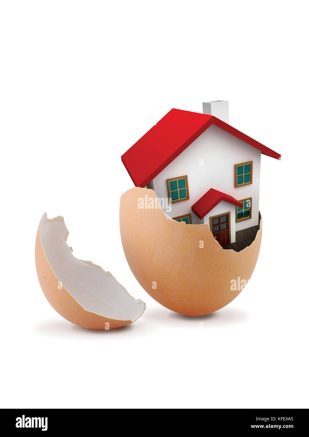 House in Egg isolated on White Background Stock Photo Alamy