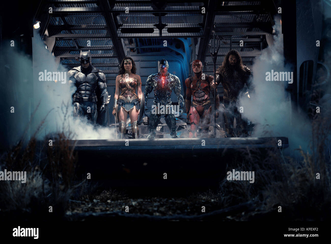 RELEASE DATE: November 17, 2017 TITLE: Justice League STUDIO: DC Comics DIRECTOR: Zack Snyder PLOT: Fueled by his restored faith in humanity and inspired by Superman's selfless act, Bruce Wayne enlists the help of his newfound ally, Diana Prince, to face an even greater enemy. STARRING: BEN AFFLECK as Bruce Wayne / Batman, GAL GADOT as Diana Prince / Wonder Woman, JASON MOMOA as Arthur Curry / Aquaman, EZRA MILLER as Barry Allen / The Flash, RAY FISHER as Victor Stone / Cyborg. (Credit Image: © DC Comics/Entertainment Pictures/ZUMAPRESS.com) Stock Photo