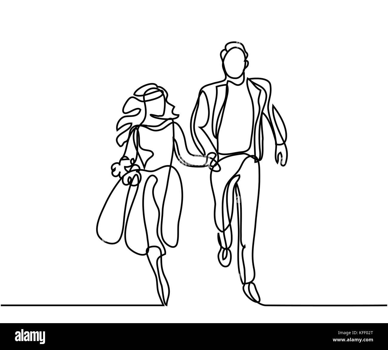 Continuous Line Drawing Couple Stock Illustrations, Cliparts and Royalty  Free Continuous Line Drawing Couple Vectors