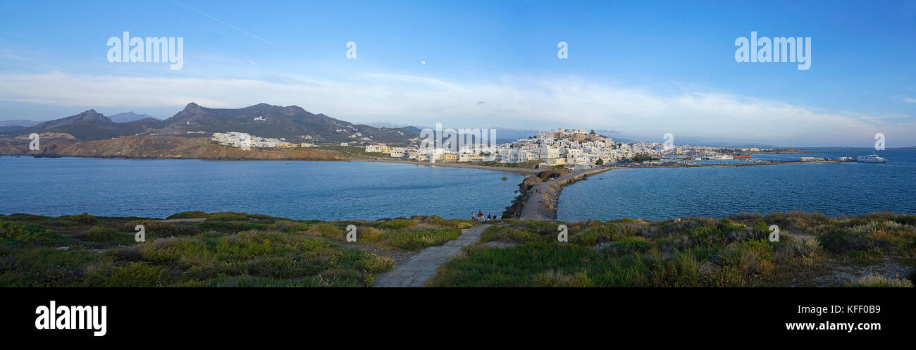 Panoramic view of Naxos-town, Naxos island, Cyclades, Greece Stock Photo
