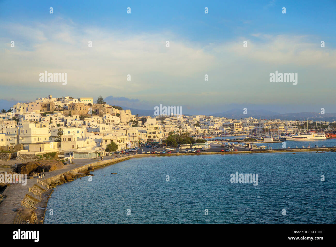 Naxos-town, soft evening light, Naxos island, Cyclades, Aegean, Greece Stock Photo