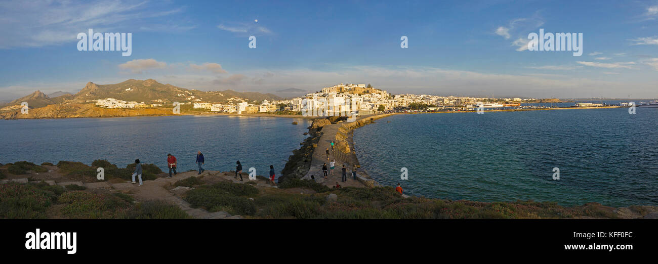 Panoramic view of Naxos-town, Naxos island, Cyclades, Greece Stock Photo