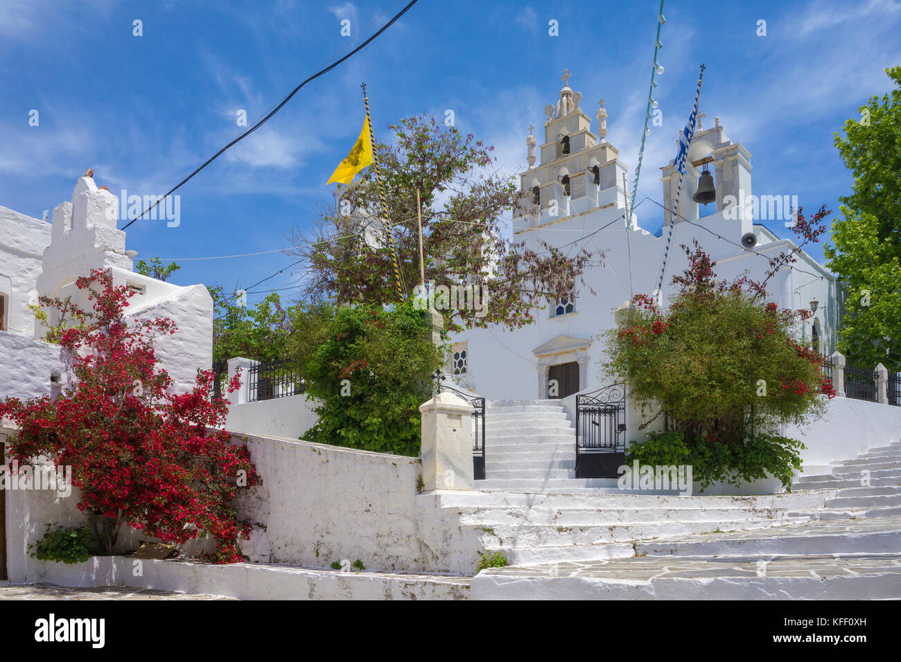 Church Panaglia Filotitissa at the village Filoti, Naxos island, Cyclades, Greece Stock Photo