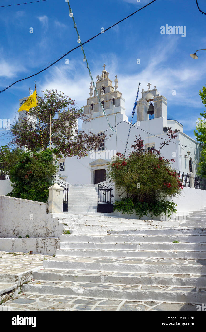 Church Panaglia Filotitissa at the village Filoti, Naxos island, Cyclades, Greece Stock Photo