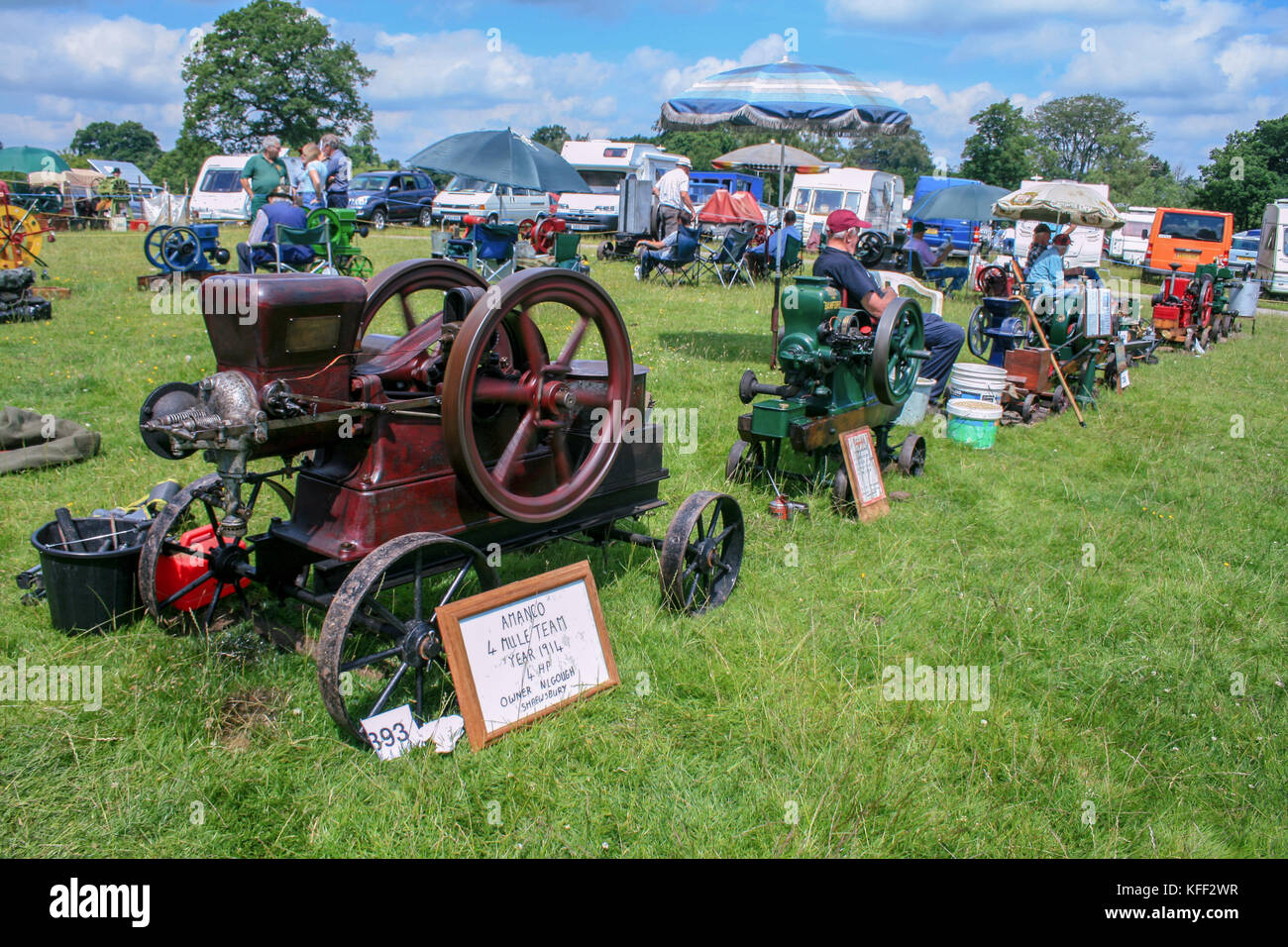 Stationary engines on display and being attended to at Astle Park