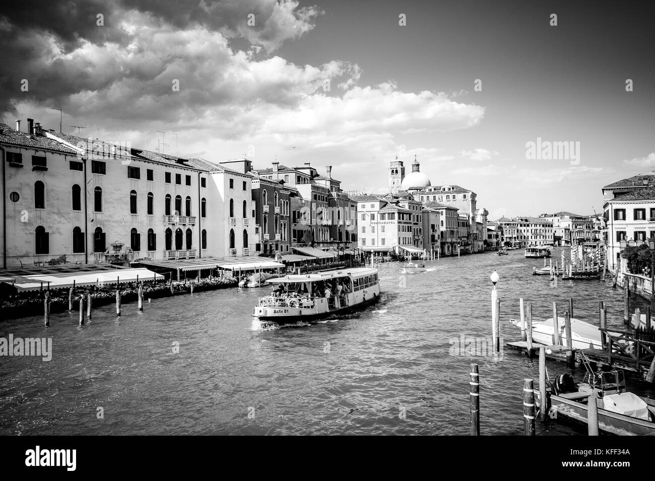 A vaporetto on the Grand Canal in Venice, Italy Stock Photo