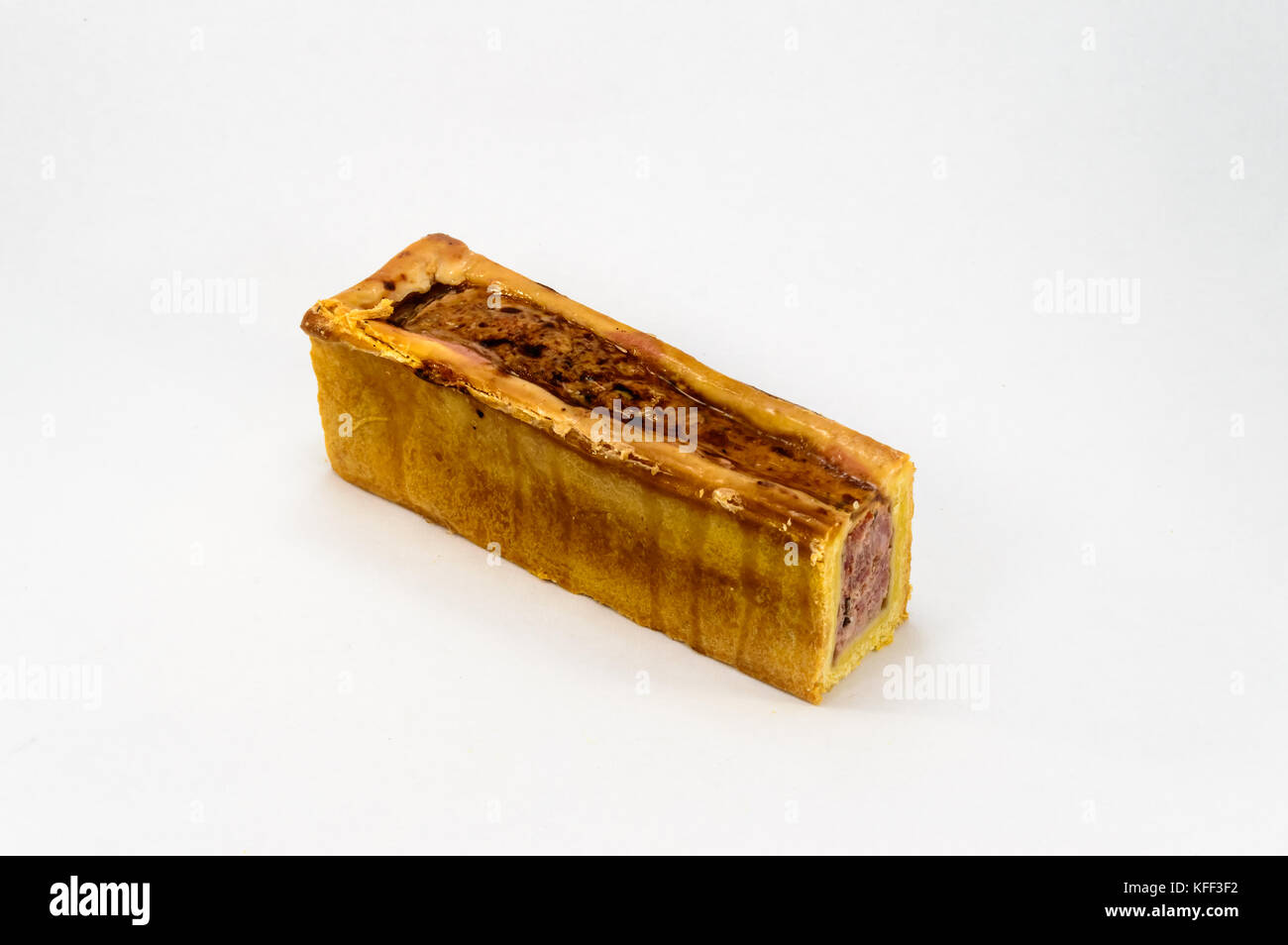 Small liver pate in crust with morels and white wine on a white background Stock Photo Alamy