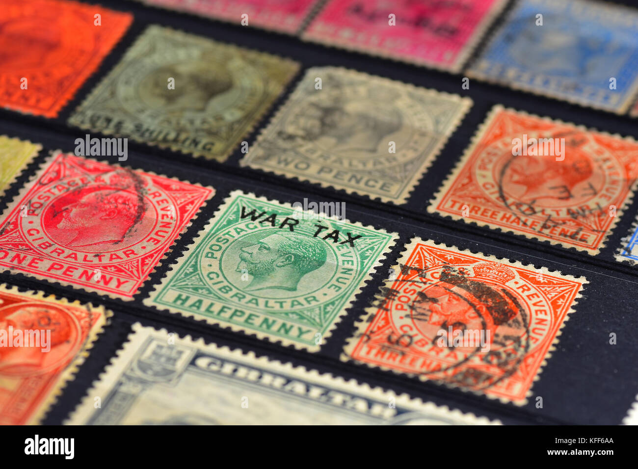 Old British empire stamp collection - George V Stock Photo