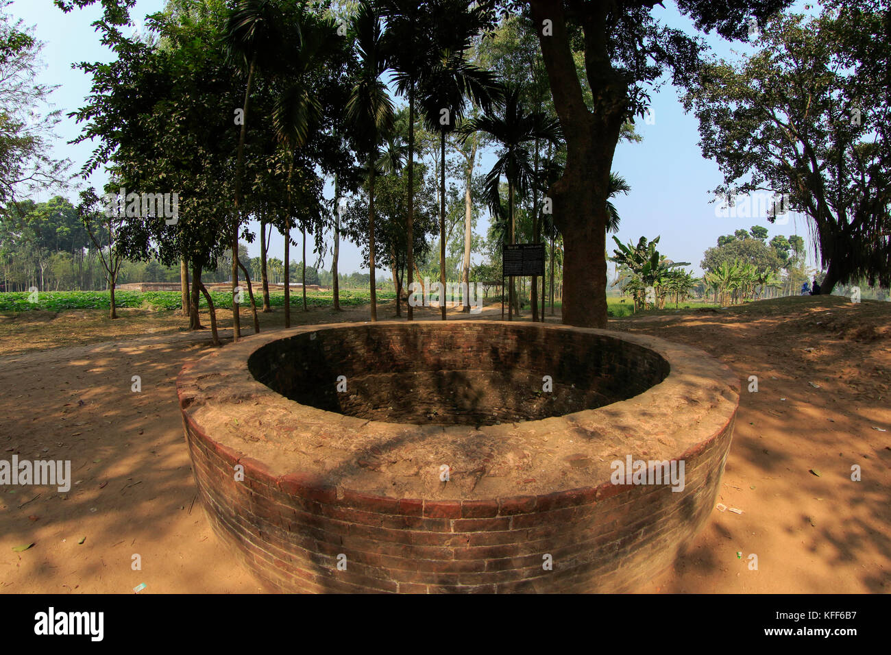 Jiat Kunda (well possessing life giving power) at Mahasthangarh in Bogra, Bangladesh. Mahasthan or Mahasthangarh represents the earliest and the large Stock Photo