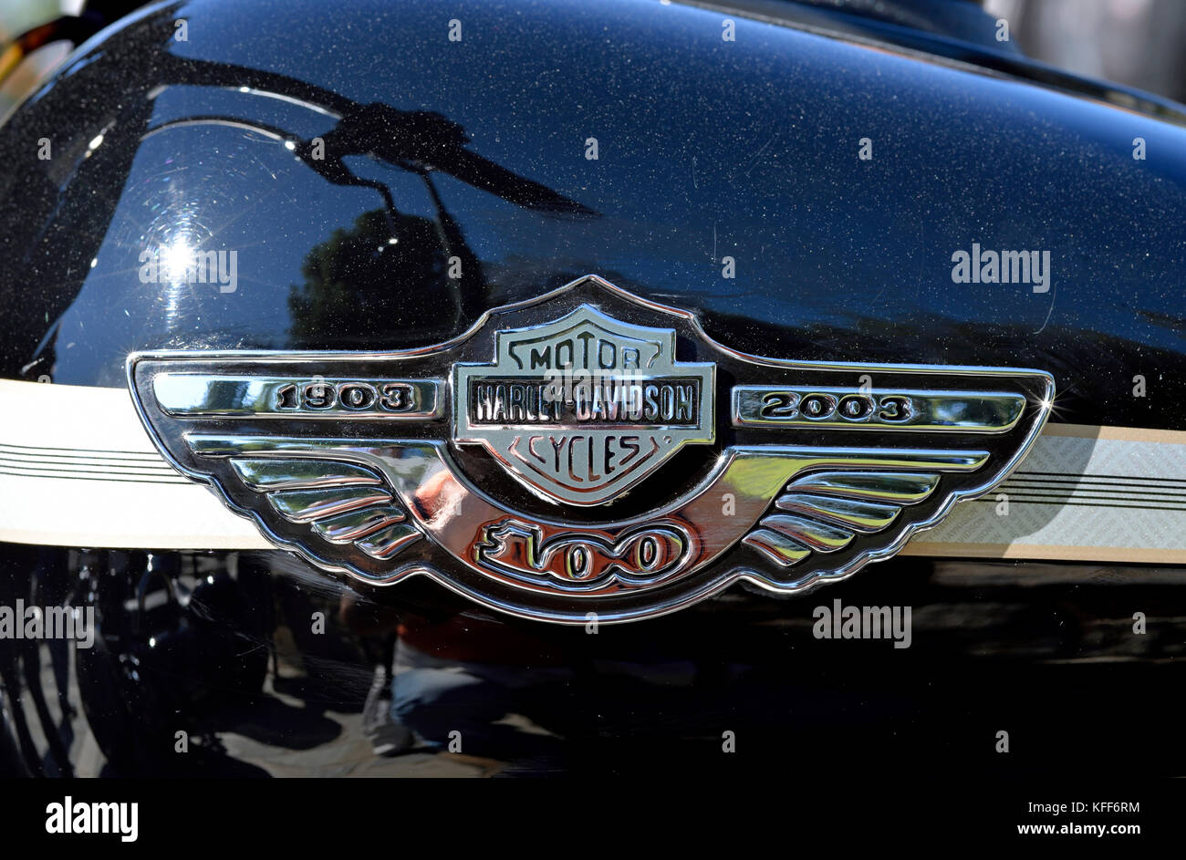 Harley-Davidson 100 years anniversary badge Stock Photo - Alamy