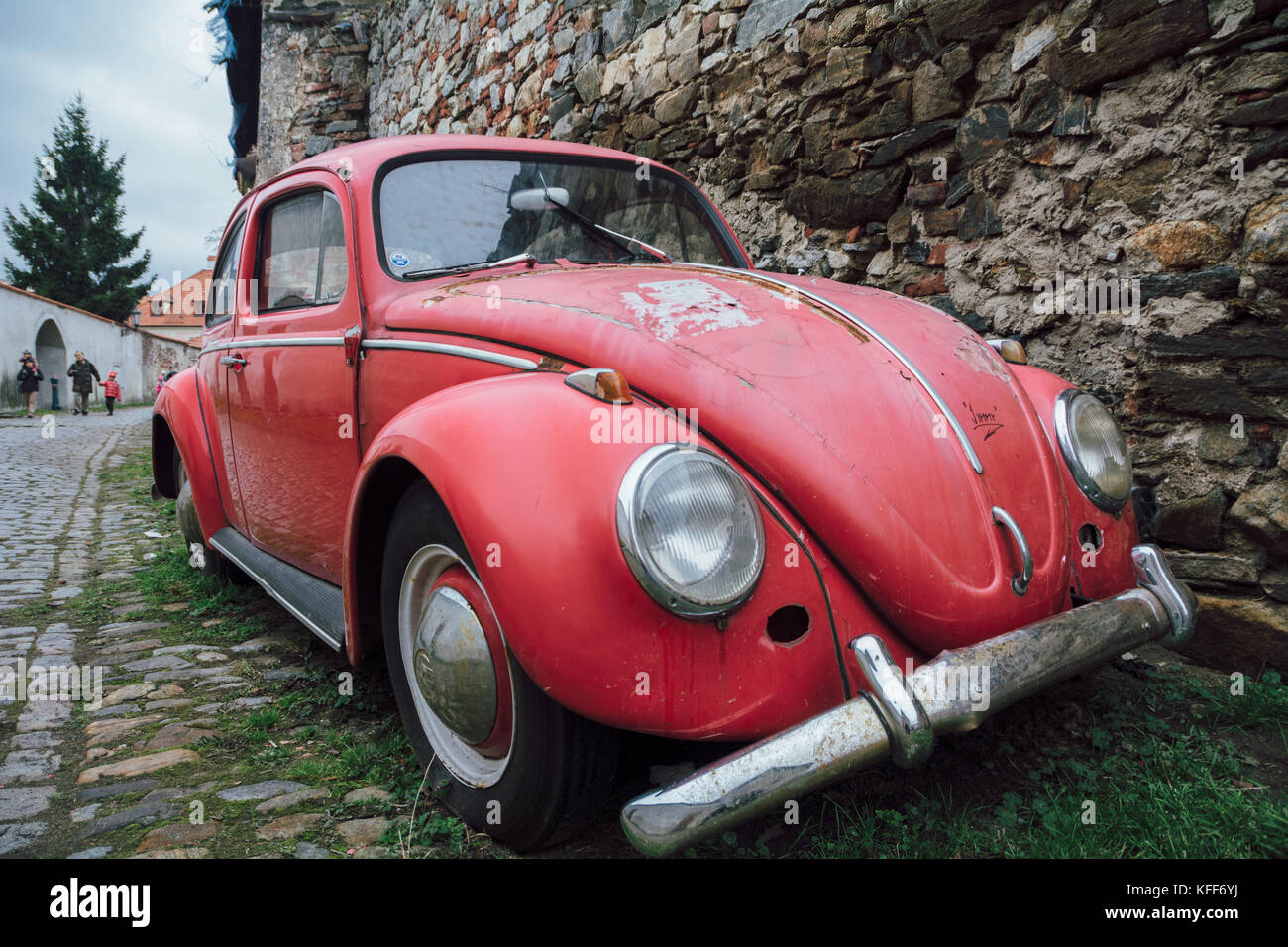 Volkswagen Beetle / Red Volkswagen Käfer Stock Photo