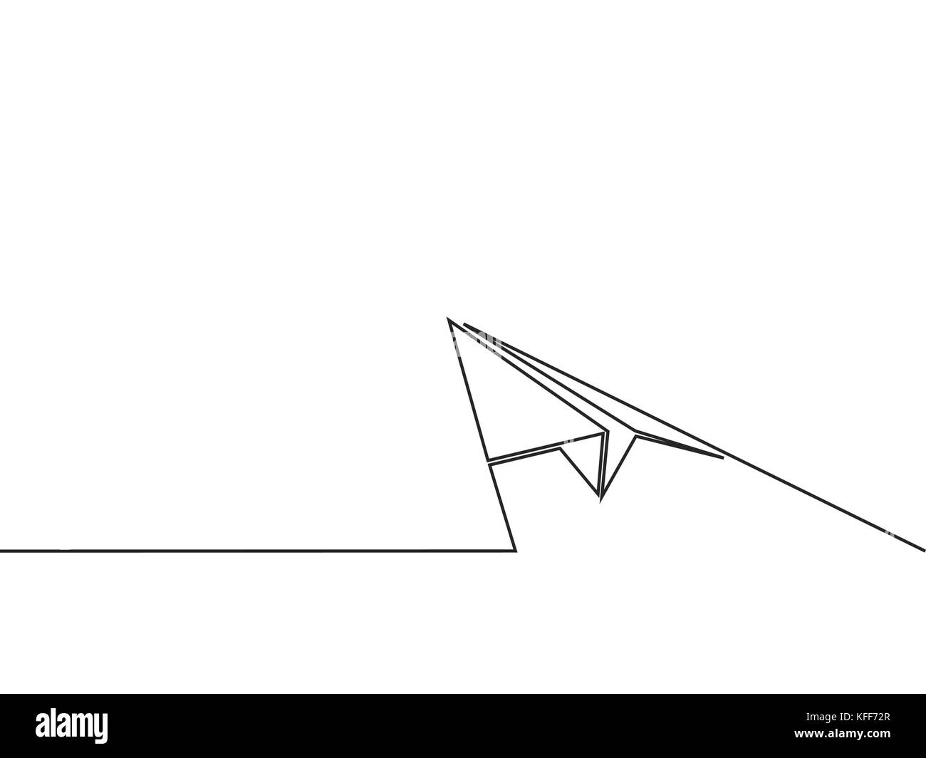 Continuous line drawing of paper airplane. Vector business icon message illustration Stock Vector