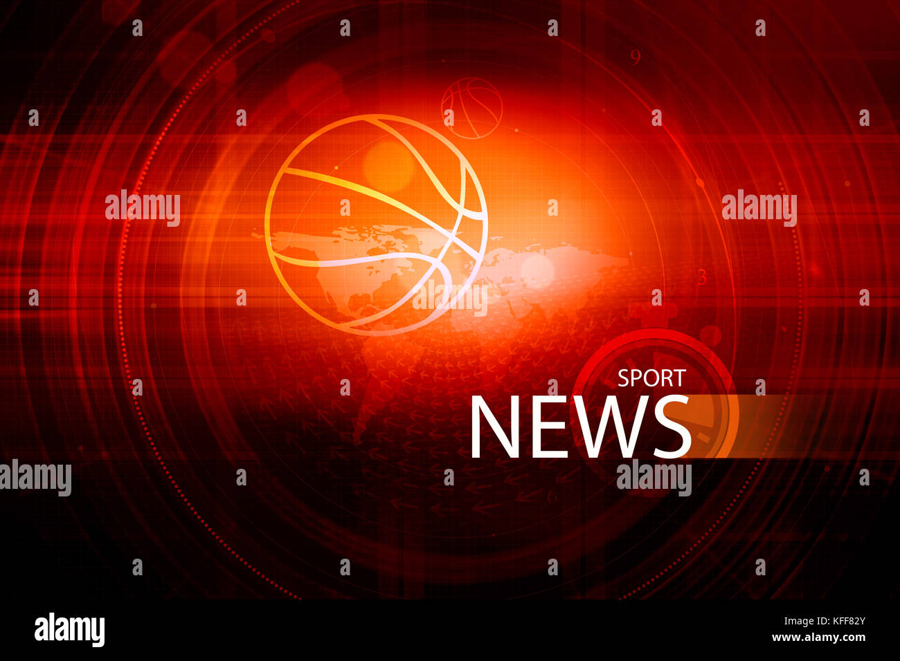 Graphical digital sport news red theme background with outline ball and news  text Stock Photo - Alamy