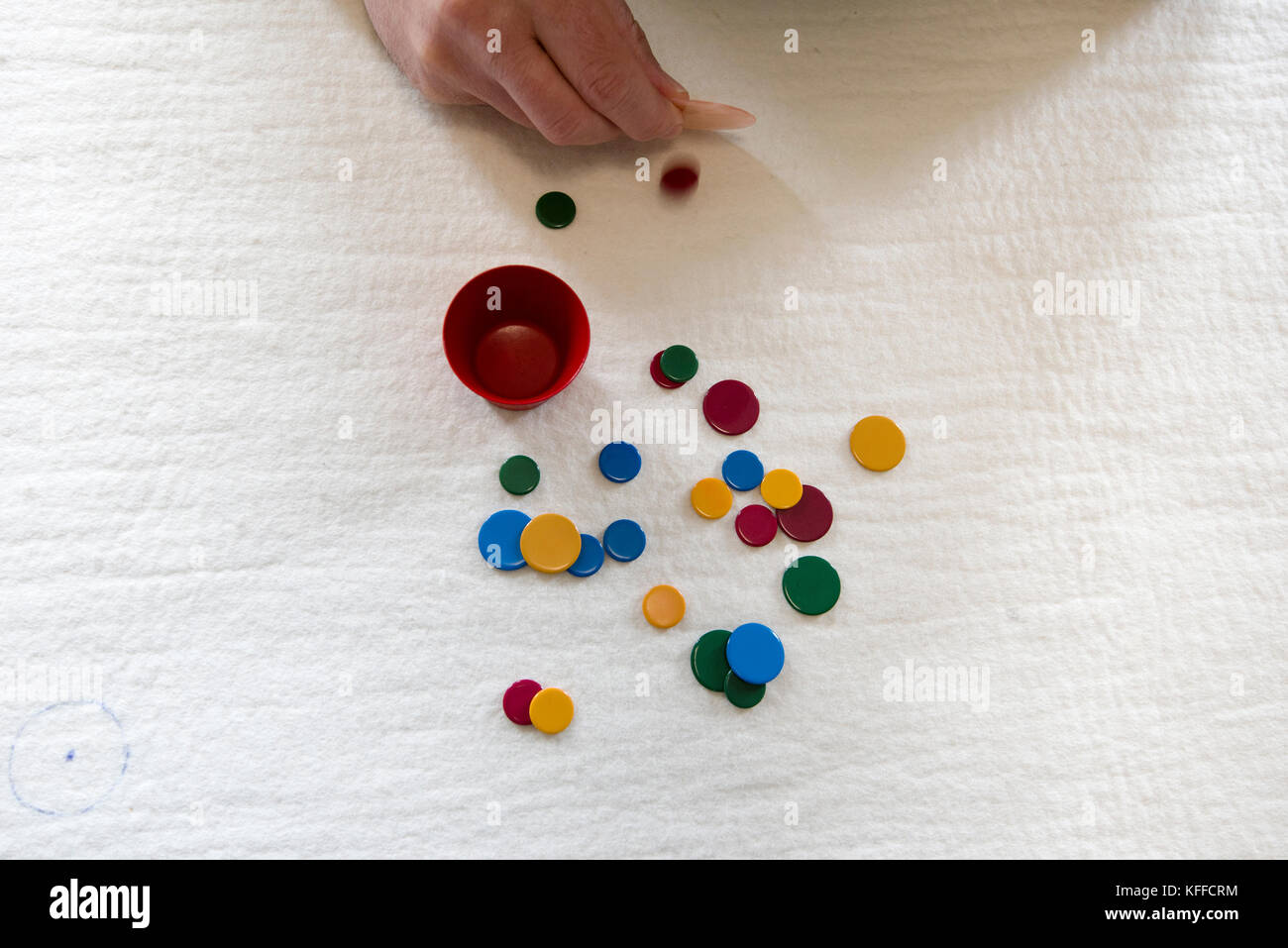 Tiddlywinks from above Stock Photo