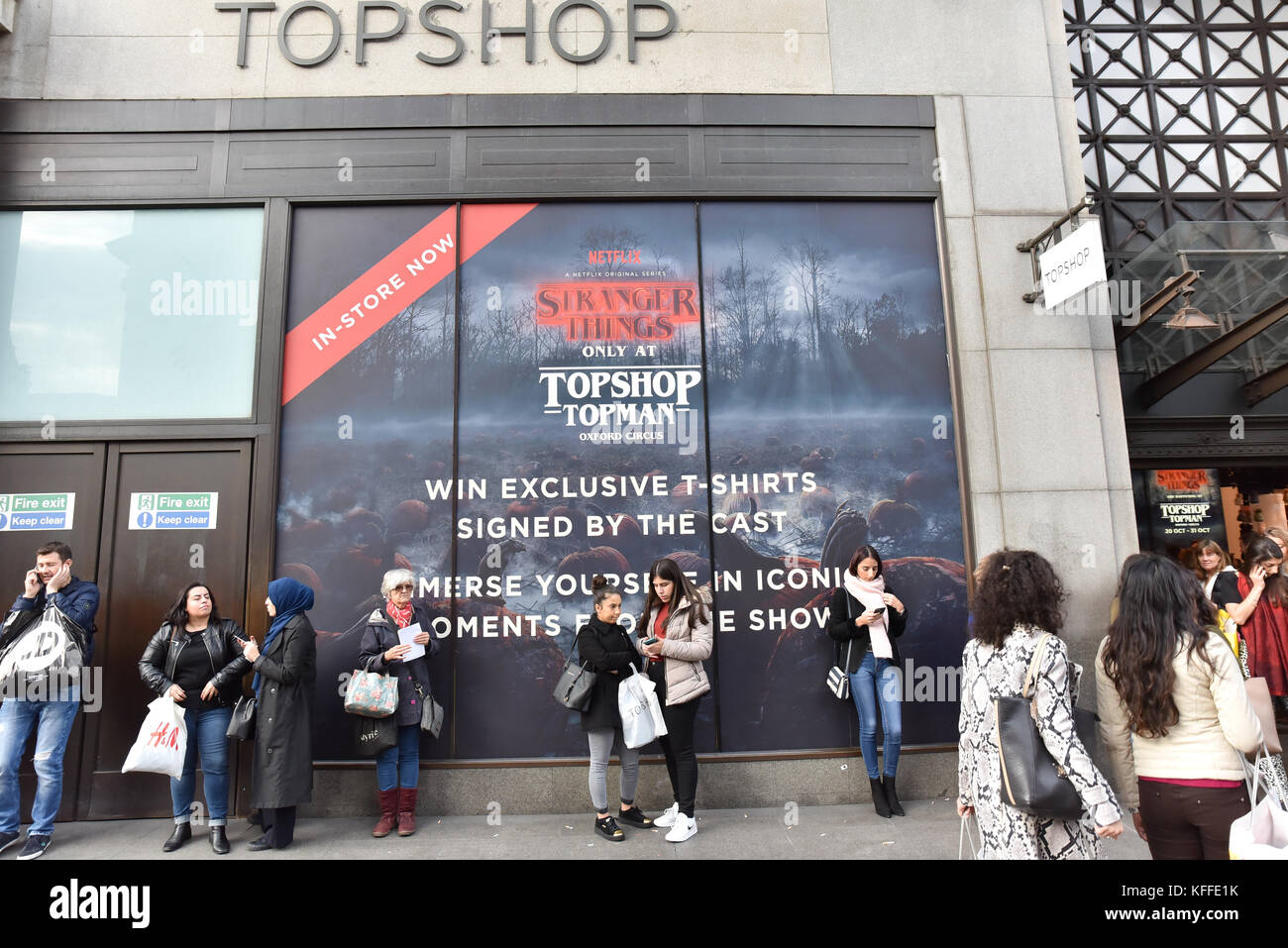 Oxford Street, London, UK. 28th October 2017. TopShop promotion for the new  series of the cult TV show Stranger Things. Credit: Matthew Chattle/Alamy  Live News Stock Photo - Alamy