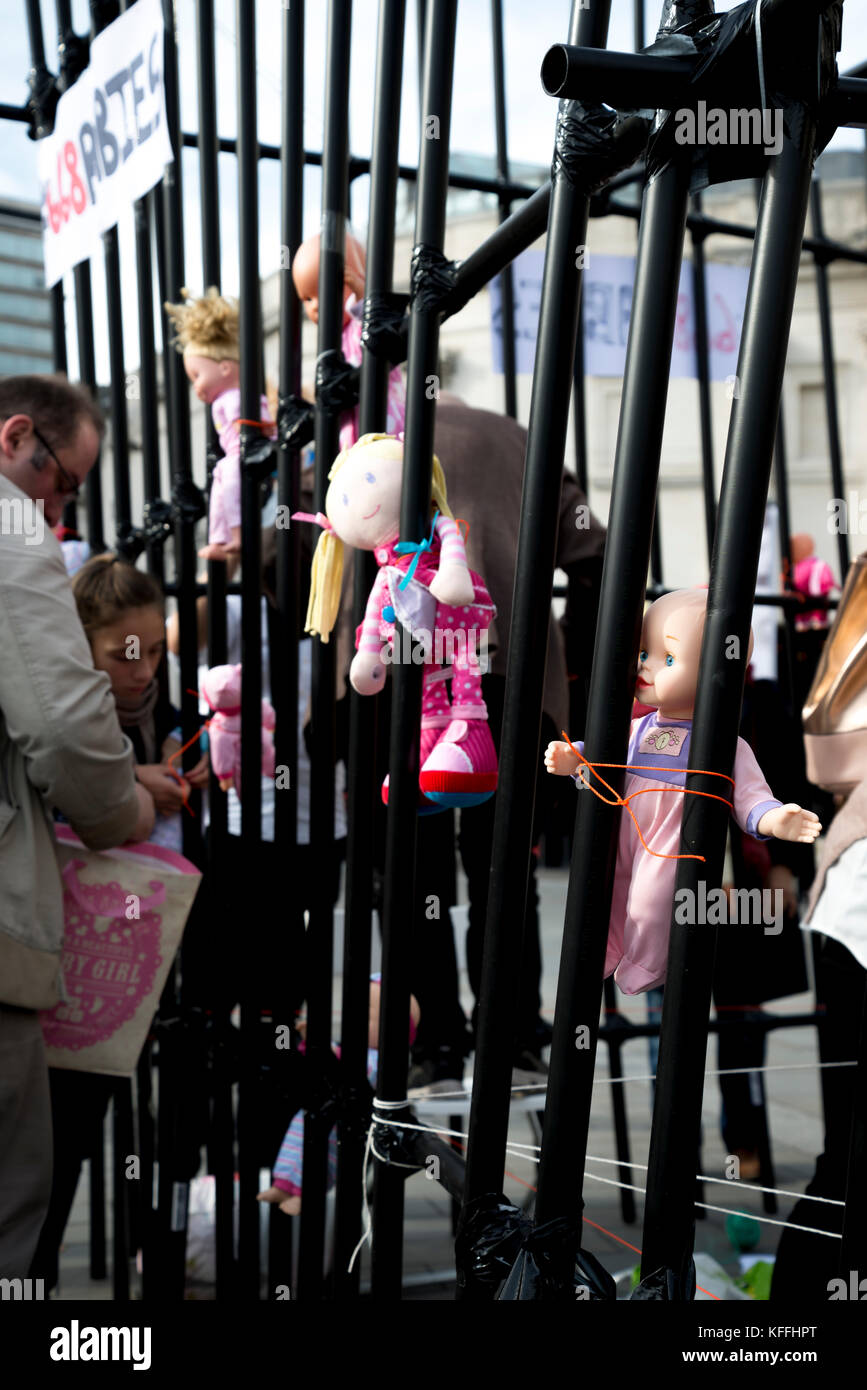 Trafalgar Square, London, UK. 28th Oct, 2017. #66BABIES Protest movement against the 668 babies who are currently locked up in Turkey jail with or without their parents  . The demonstrators denounce the horrible living conditions and the ridiculous reasons sometimes that why some womens are  put in jail,  Trafalgar Square,London. 28/10/2017 Credit: Alexandra Salou/Alamy Live News Stock Photo