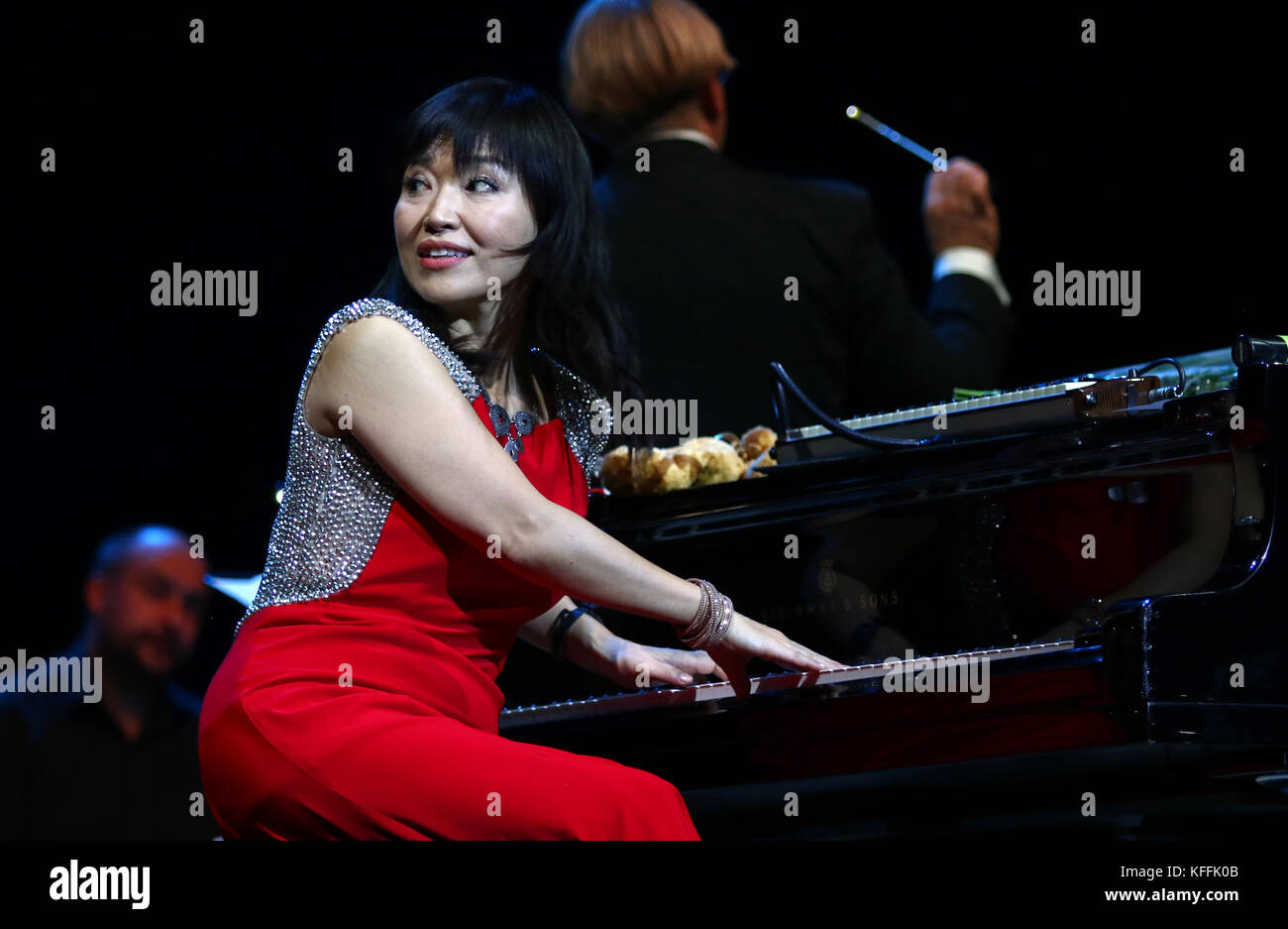 Kiev, Ukraine. 28th October, 2017. Pianist Keiko Matsui performs on stage of National Palace of Arts 'Ukraina' in Kyiv, Ukraine. Credit: Oleksandr Prykhodko/Alamy Live News Stock Photo