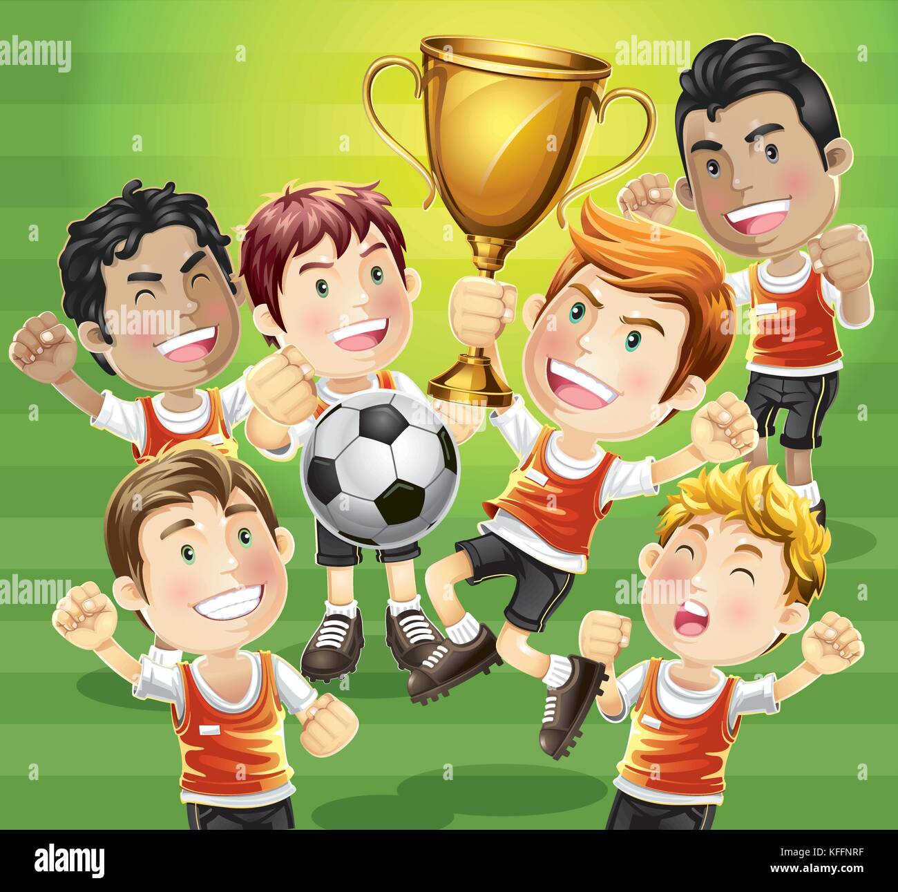 Children Soccer champion with winners trophy. cartoon character Stock Vector Image Art Alamy