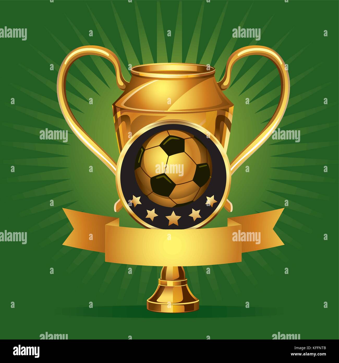 Soccer Golden award trophy and ribbon. vector illustration Stock Vector ...