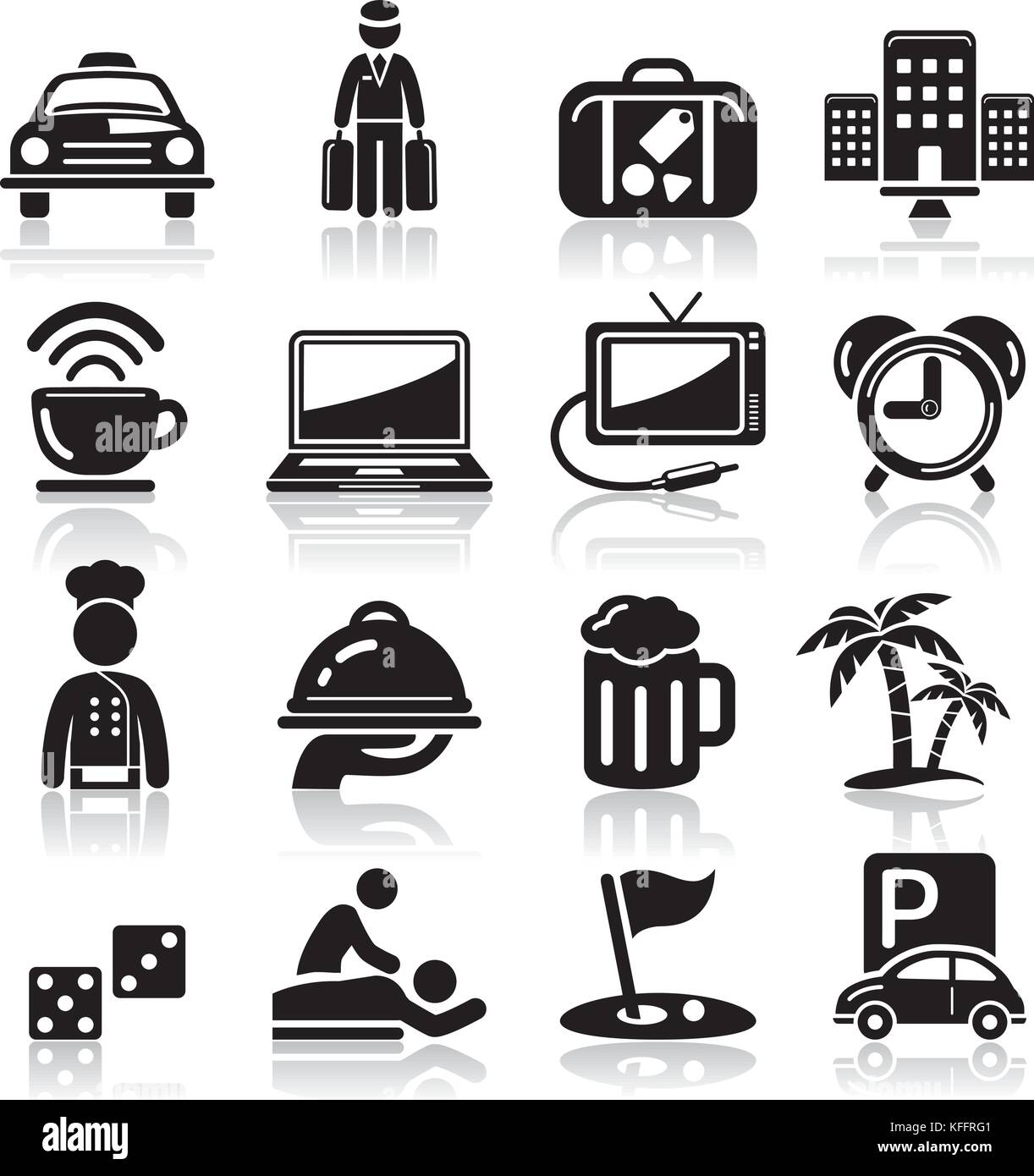 Hotel icons set. Vector Illustrations. Stock Vector