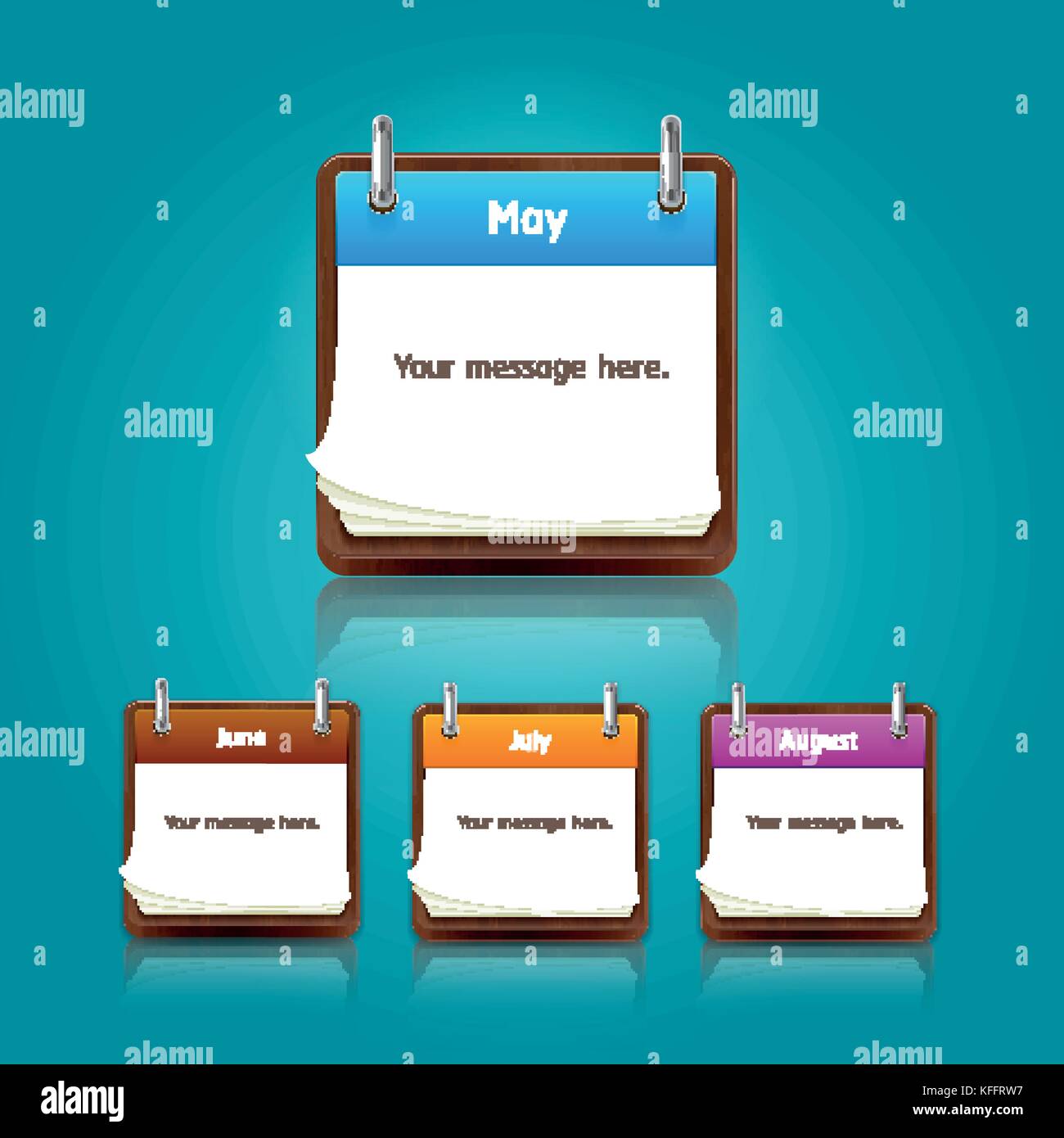 Clean calendar template, note pad conceptual design set. Vector ...