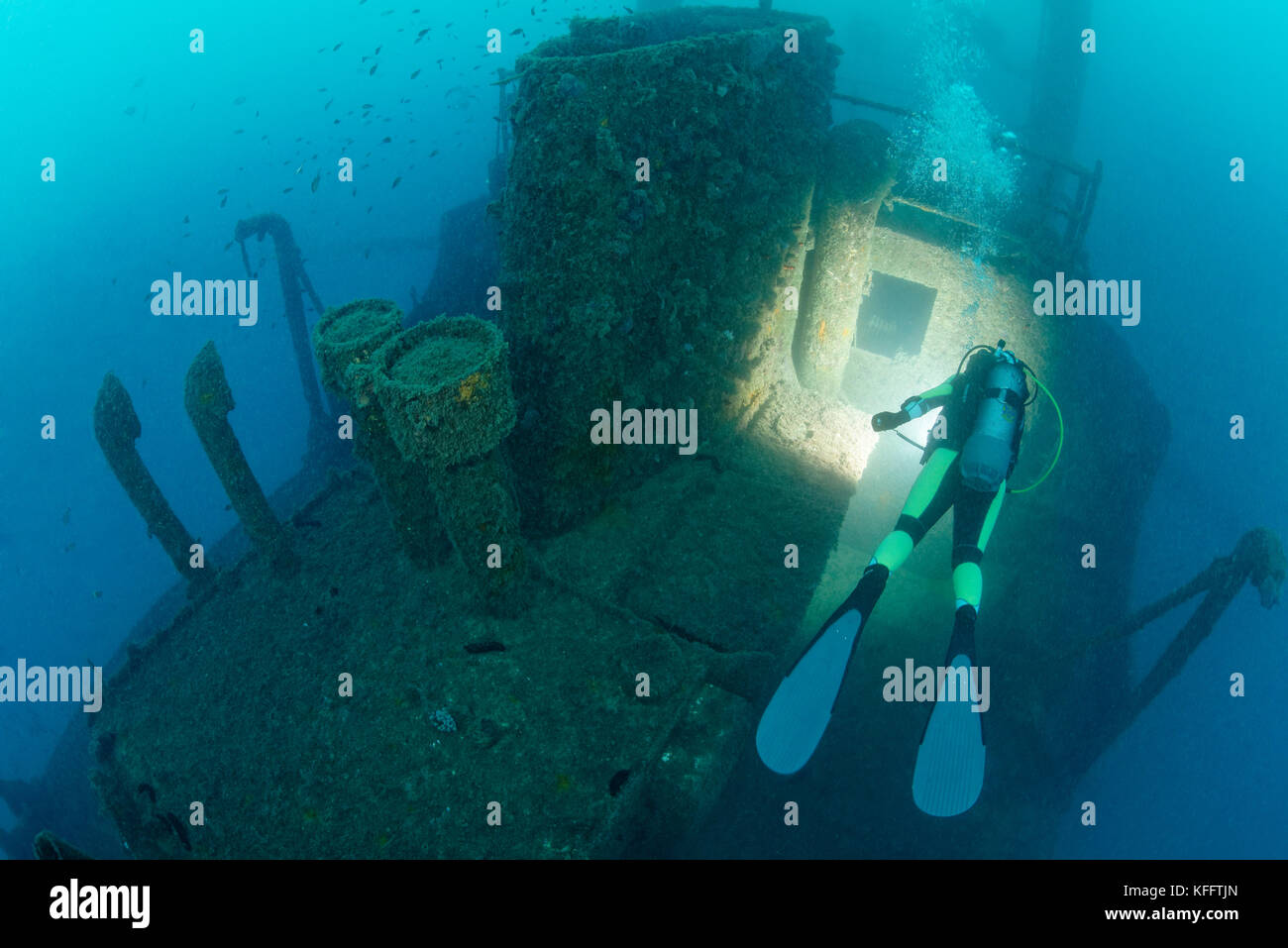 Shipwreck Peltastis And Scuba Diver Adriatic Sea Mediterranean Sea Kvarner Gulf Croatia Stock Photo Alamy