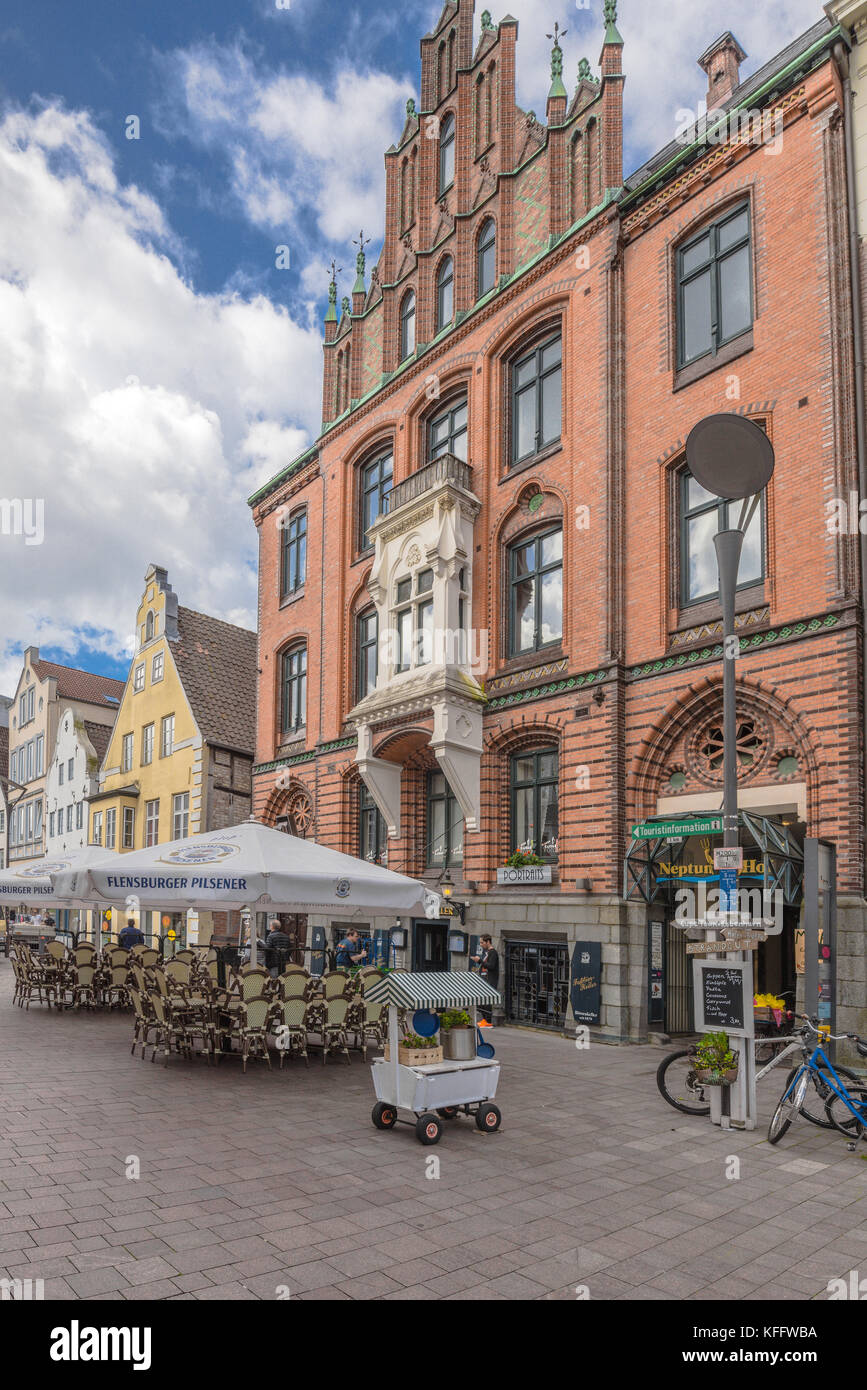 brick building of the trade house Hansen with gothic architecture ...