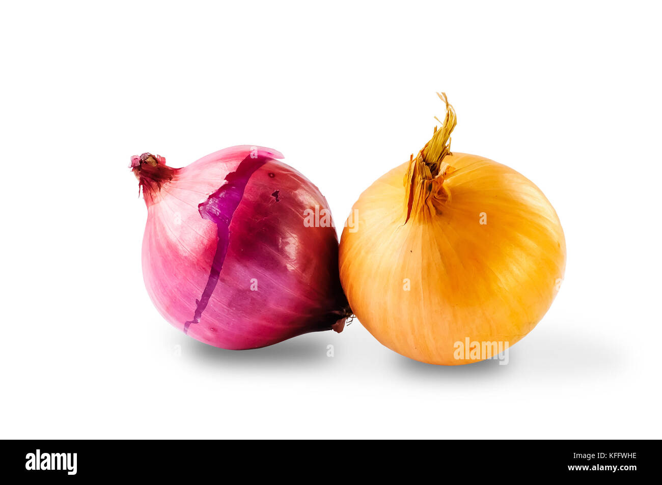 Red and yellow onions isolated on white background Stock Photo Alamy