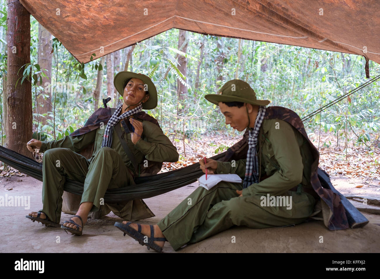 Mannequins of Viet Cong fighters at Cu Chi, Vietnam Stock Photo