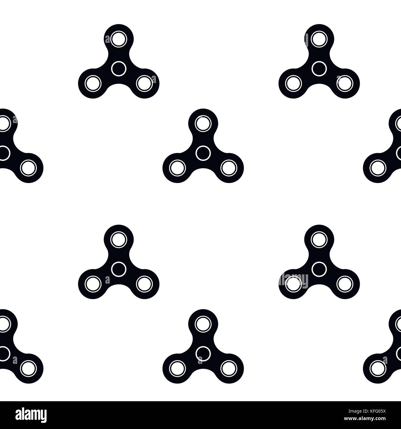 Spinner monochrome seamless pattern. Fidget toy pattern seamless black, rotation circle background, vector illustration Stock Vector