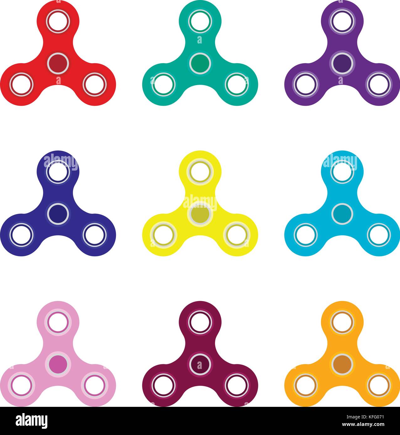 Spinning set for spin game, whirligig colored collection, vector illustration Stock Vector