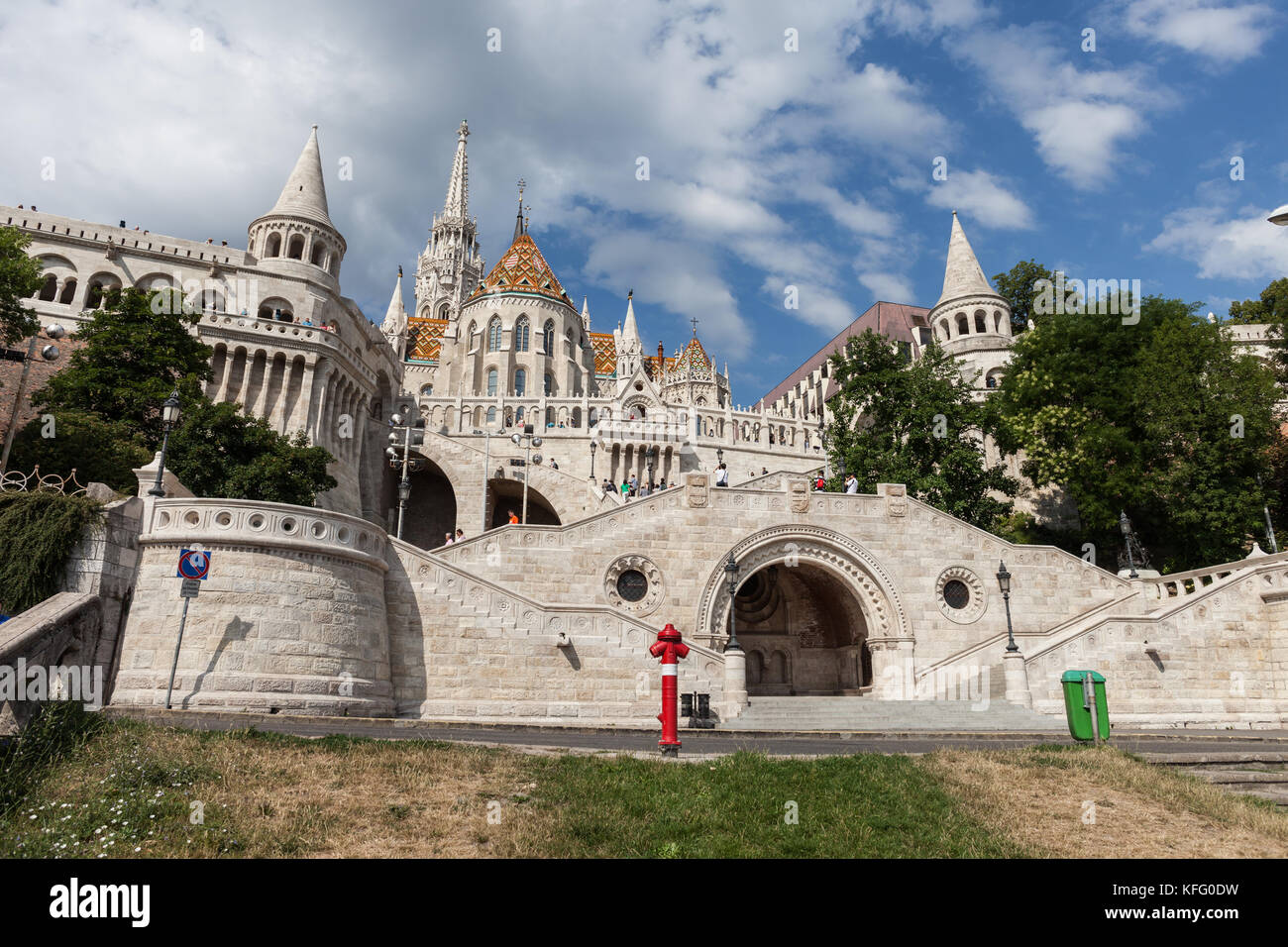 Fisherman's Bastion (Halaszbastya) in Budapest city, Hungary, Neo-Gothic and Neo-Romanesque style architecture Stock Photo