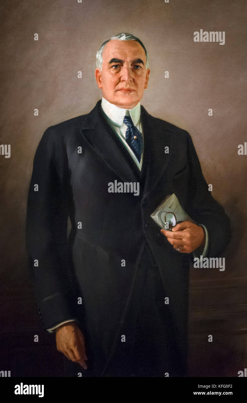 Warren G Harding. Portrait of the 29th President of the USA, Warren G Harding by Margaret Lindsay Williams, oil on canvas, 1923 Stock Photo