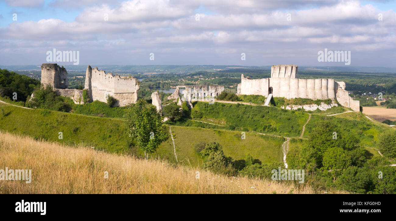 Château Gaillard, a ruined medieval castle, Les Andelys, Normandy, France, Europe Stock Photo