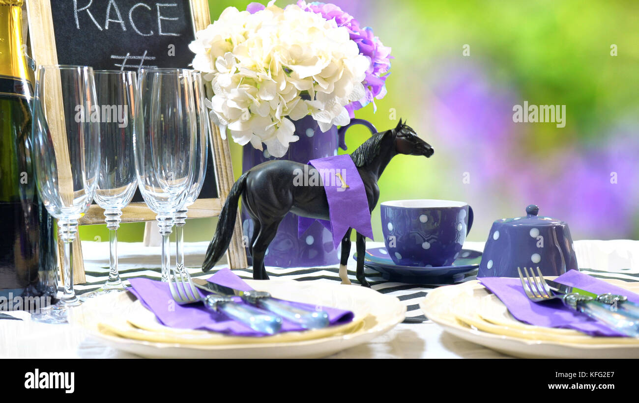 Horse Racing Racing Day Luncheon Fine Dining Table Setting With