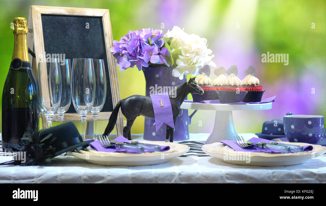 Horse Racing Racing Day Luncheon Fine Dining Table Setting With
