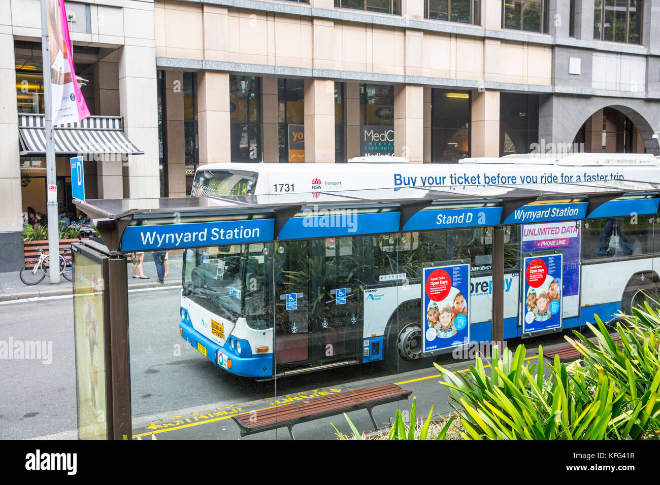 Sydney bus at Wynyard bus station in Sydney city centre,New South Wales,Australia Stock Photo