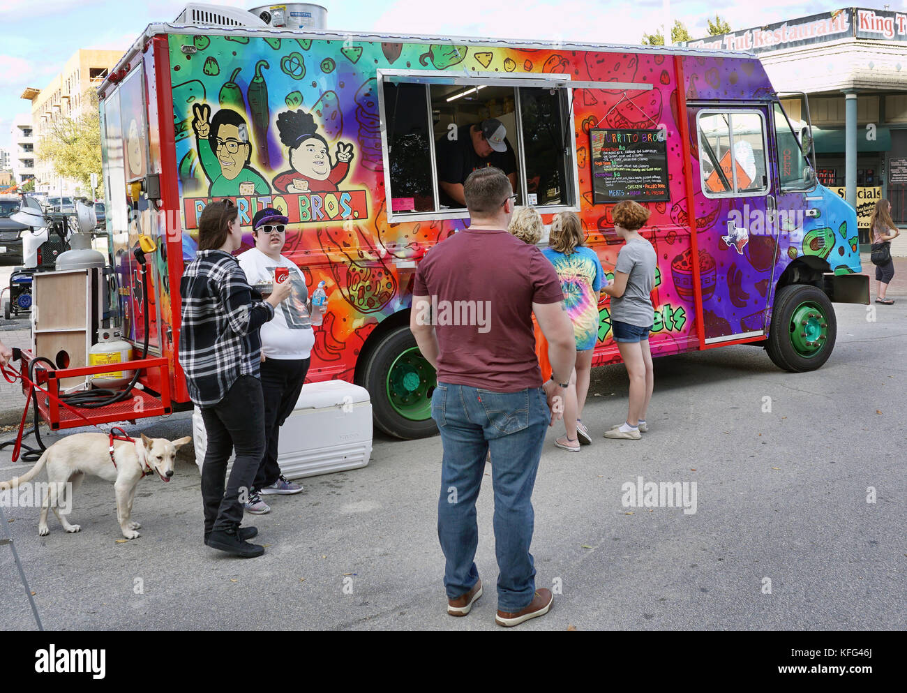 Fort Worth,Texas  Oct.21, 2017  Food truck at the trendy area of South side also called the Magnolia area in Forth Worth,Texas. Stock Photo
