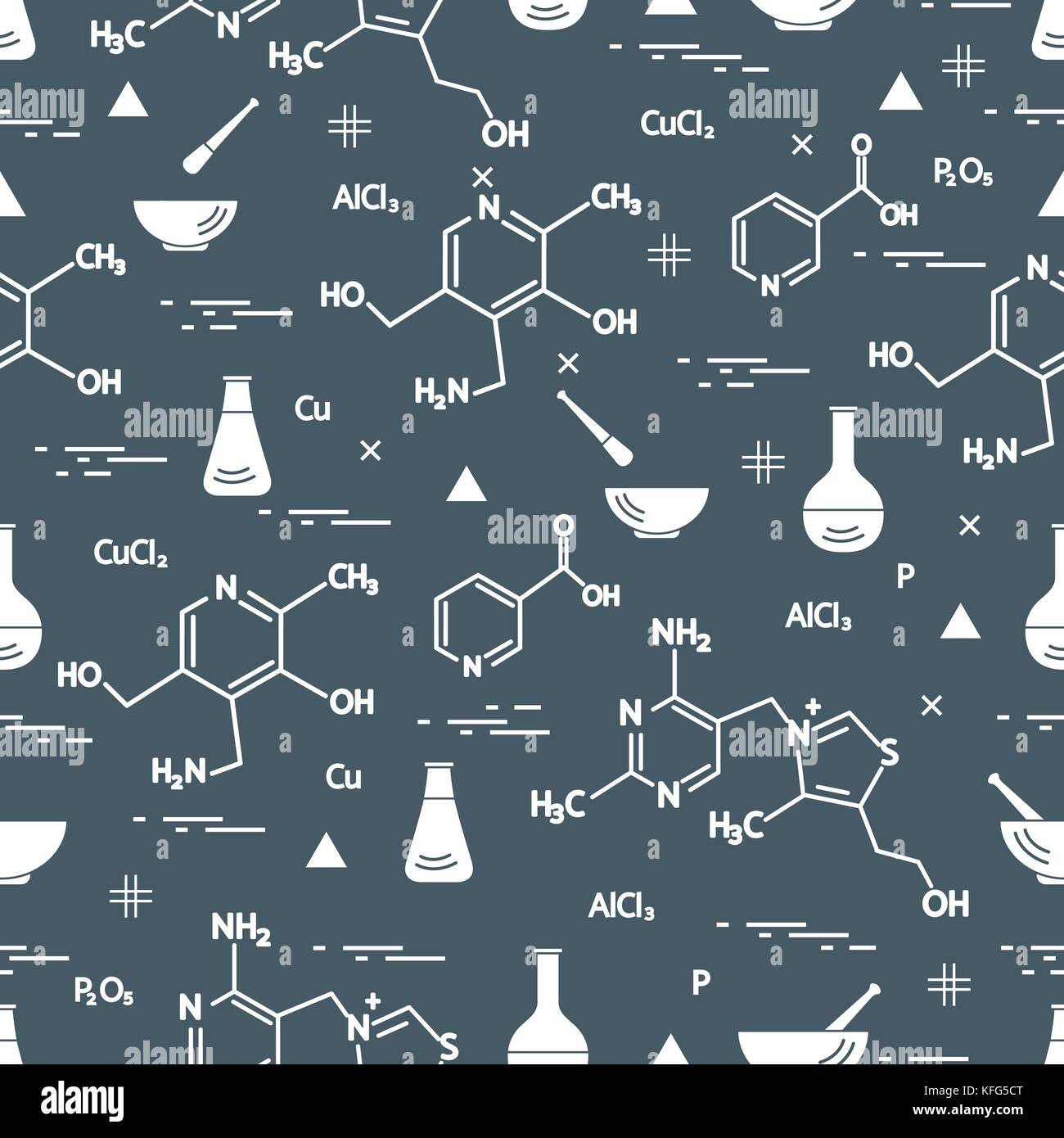 Seamless pattern with variety scientific, education elements: flask ...