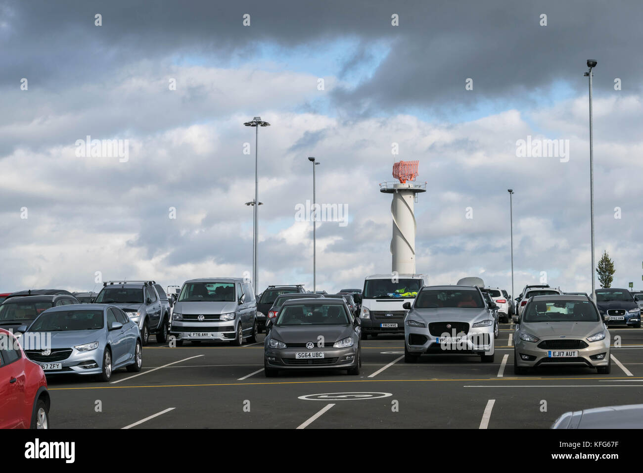 BIRMINGHAM INTERNATIONAL AIRPORT, BIRMINGHAM, UNITED KINGDOM - OCTOBER 28, 2017: radar for air traffic control. Stock Photo