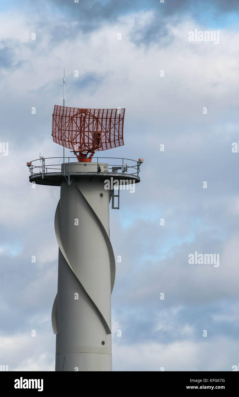 BIRMINGHAM INTERNATIONAL AIRPORT, BIRMINGHAM, UNITED KINGDOM - OCTOBER 28, 2017: radar for air traffic control. Stock Photo