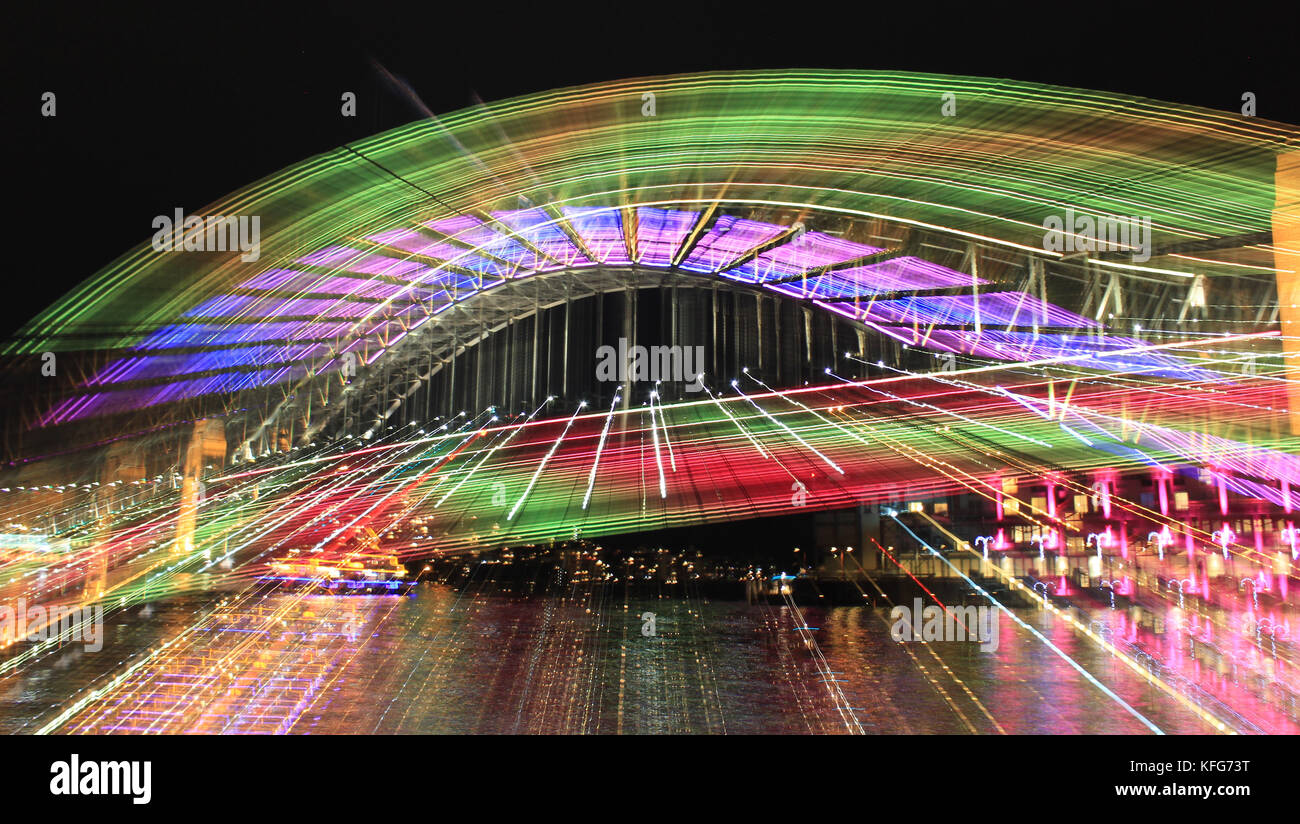 Sydney Harbour Bridge, Vivid 2013 - Blur Stock Photo
