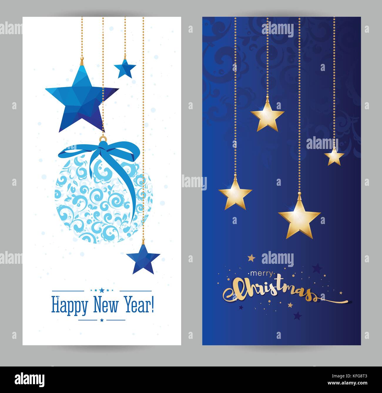 Christmas and New Years holiday greeting card Stock Vector