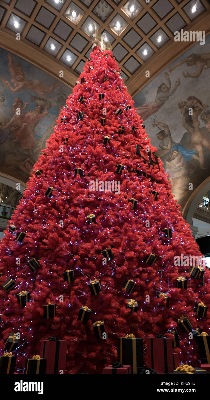 Large Red Christmas Tree With Presents In Buenos Aires